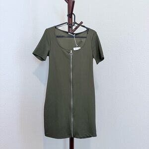Zara Green Mini Dress Scoop Neck Short Sleeve